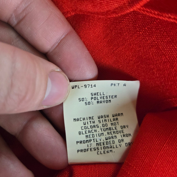 1980s Vintage Red Oversized Single Button Power Suit Jacket Blazer Size 14 - Picture 8 of 9